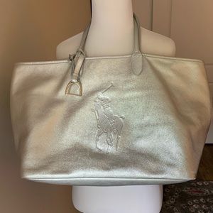 Authentic Large Logo Ralph Lauren Leather Tote